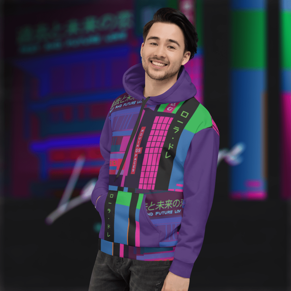 Moving Spaces - Unisex Hoodie (Synthpop Edition - Purple) - Image 6